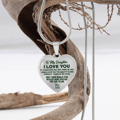 To My Daughter - I Love You Green - Heart Necklace - PRICE INCLUDES FREE SHIPPING