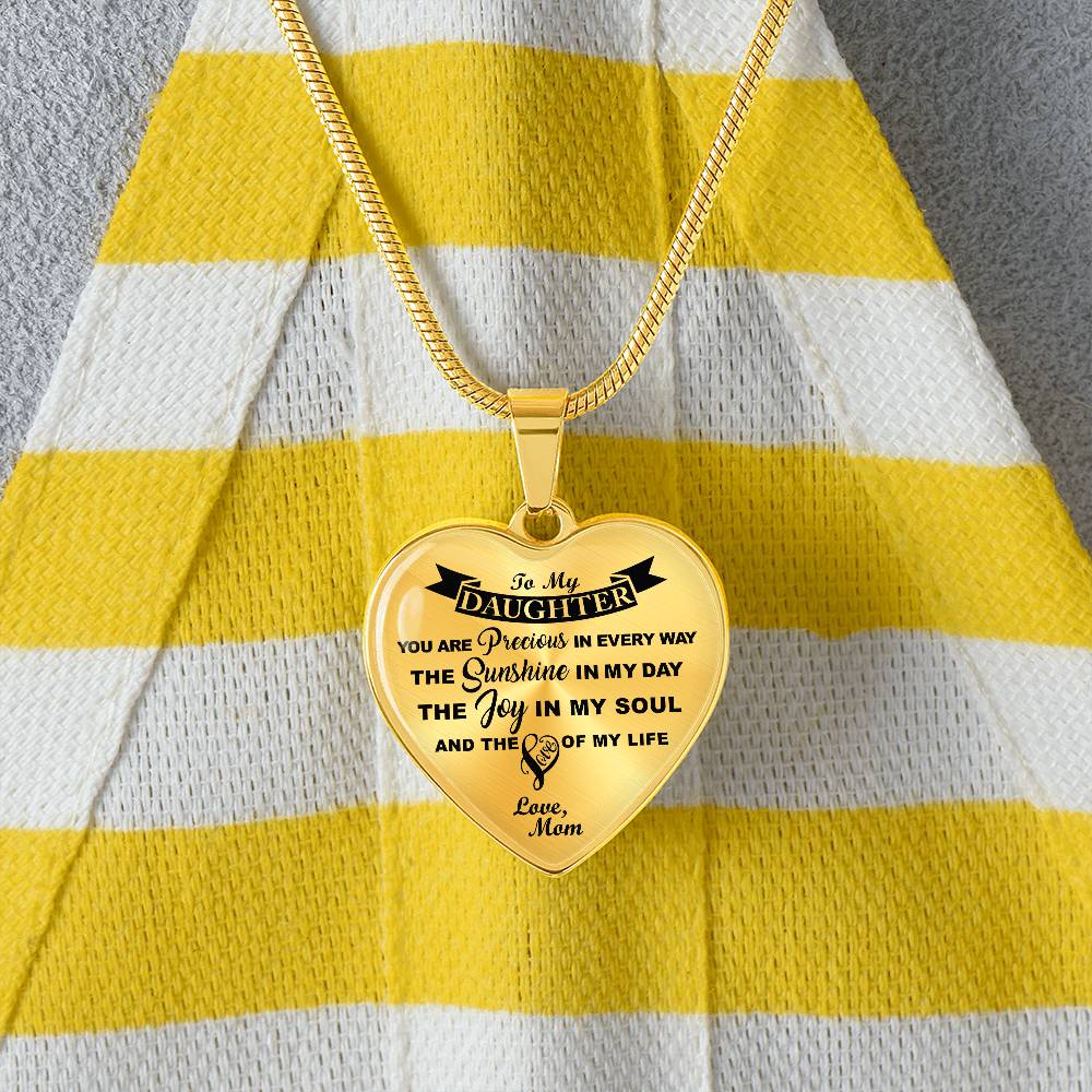 To My Daughter - You Are Precious - Heart Necklace - PRICE INCLUDES FREE SHIPPING