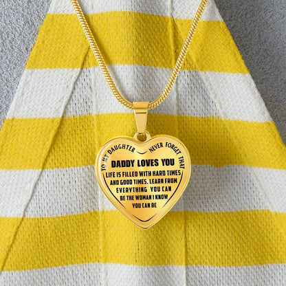 To My Daughter - Never Forget That Daddy Love you - Heart Necklace - PRICE INCLUDES FREE SHIPPING
