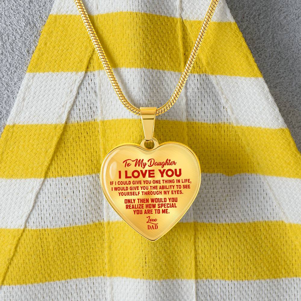 To My Daughter - I Love You Red- Heart Necklace - PRICE INCLUDES FREE SHIPPING