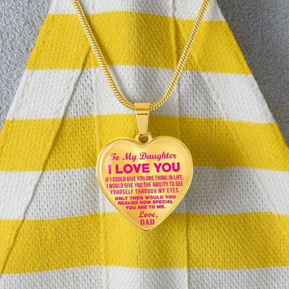 To My Daughter - I Love You Pink- Heart Necklace - PRICE INCLUDES FREE SHIPPING