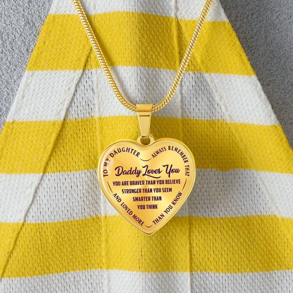 To My Daughter - Daddy Loves You  - Heart Necklace - PRICE INCLUDES FREE SHIPPING