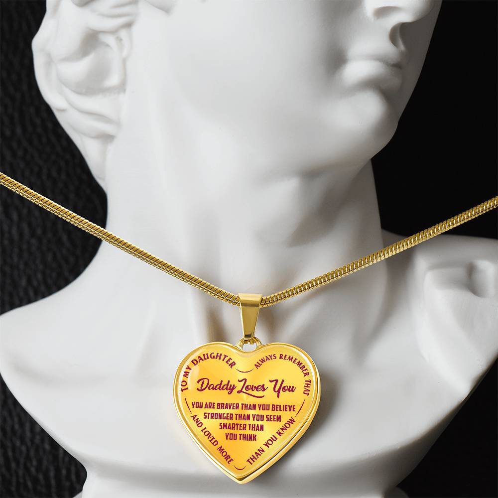 To My Daughter - Daddy Loves You Pink- Heart Necklace - PRICE INCLUDES FREE SHIPPING