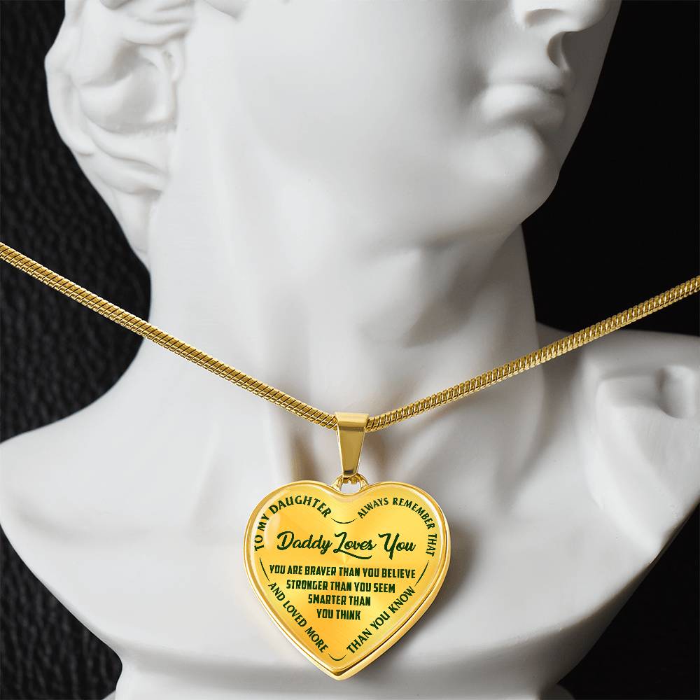To My Daughter - Daddy Loves You - Heart Necklace - PRICE INCLUDES FREE SHIPPING