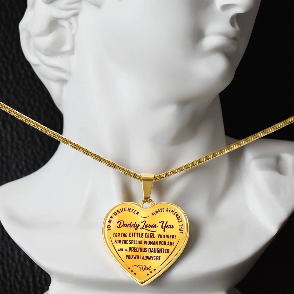 To My Daughter - Daddy Loves You  - Heart Necklace - PRICE INCLUDES FREE SHIPPING