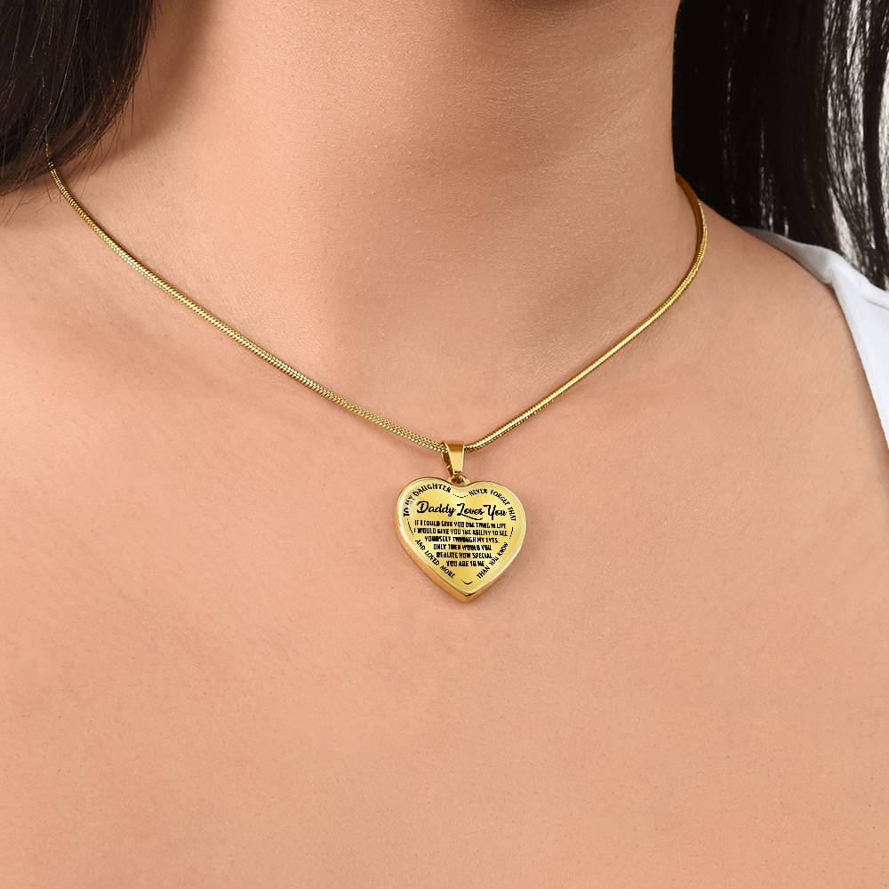 To My Daughter - Daddy Loves You  - Heart Necklace - PRICE INCLUDES FREE SHIPPING