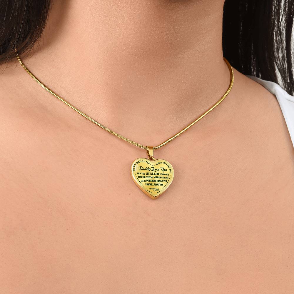To My Daughter - Daddy Loves You  - Heart Necklace - PRICE INCLUDES FREE SHIPPING