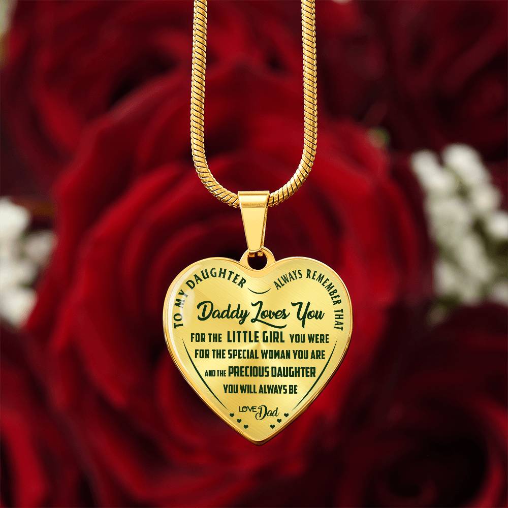 To My Daughter - Daddy Loves You  - Heart Necklace - PRICE INCLUDES FREE SHIPPING