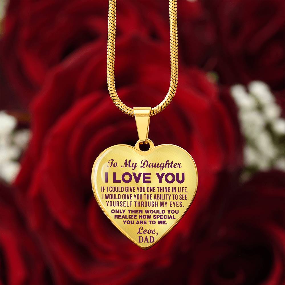 To My Daughter - I Love You Purple - Heart Necklace - PRICE INCLUDES FREE SHIPPING