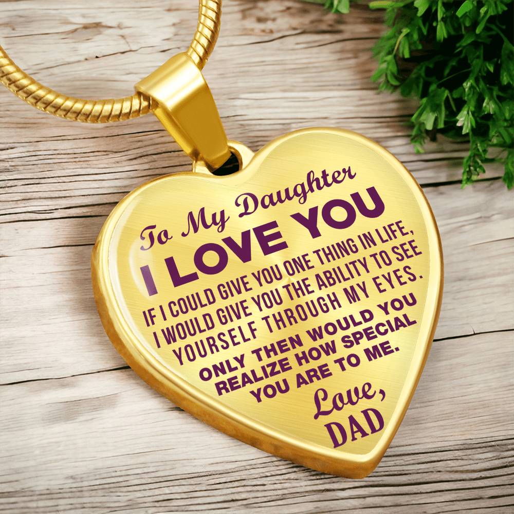 To My Daughter - I Love You Purple - Heart Necklace - PRICE INCLUDES FREE SHIPPING