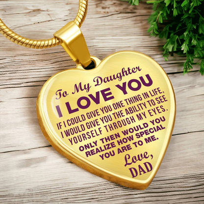 To My Daughter - I Love You Purple - Heart Necklace - PRICE INCLUDES FREE SHIPPING