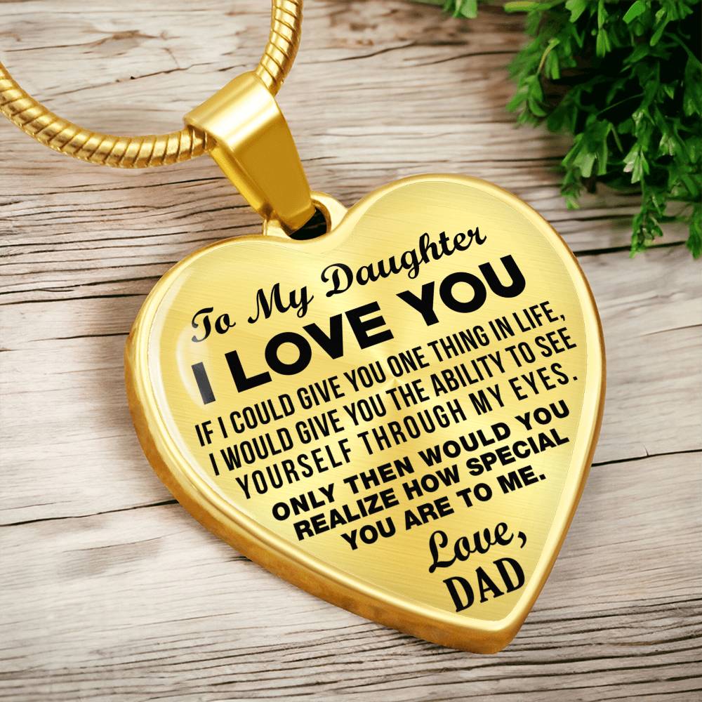 To My Daughter - I Love You - Heart Necklace - PRICE INCLUDES FREE SHIPPING