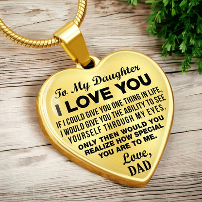To My Daughter - I Love You - Heart Necklace - PRICE INCLUDES FREE SHIPPING
