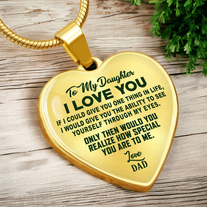 To My Daughter - I Love You Green - Heart Necklace - PRICE INCLUDES FREE SHIPPING