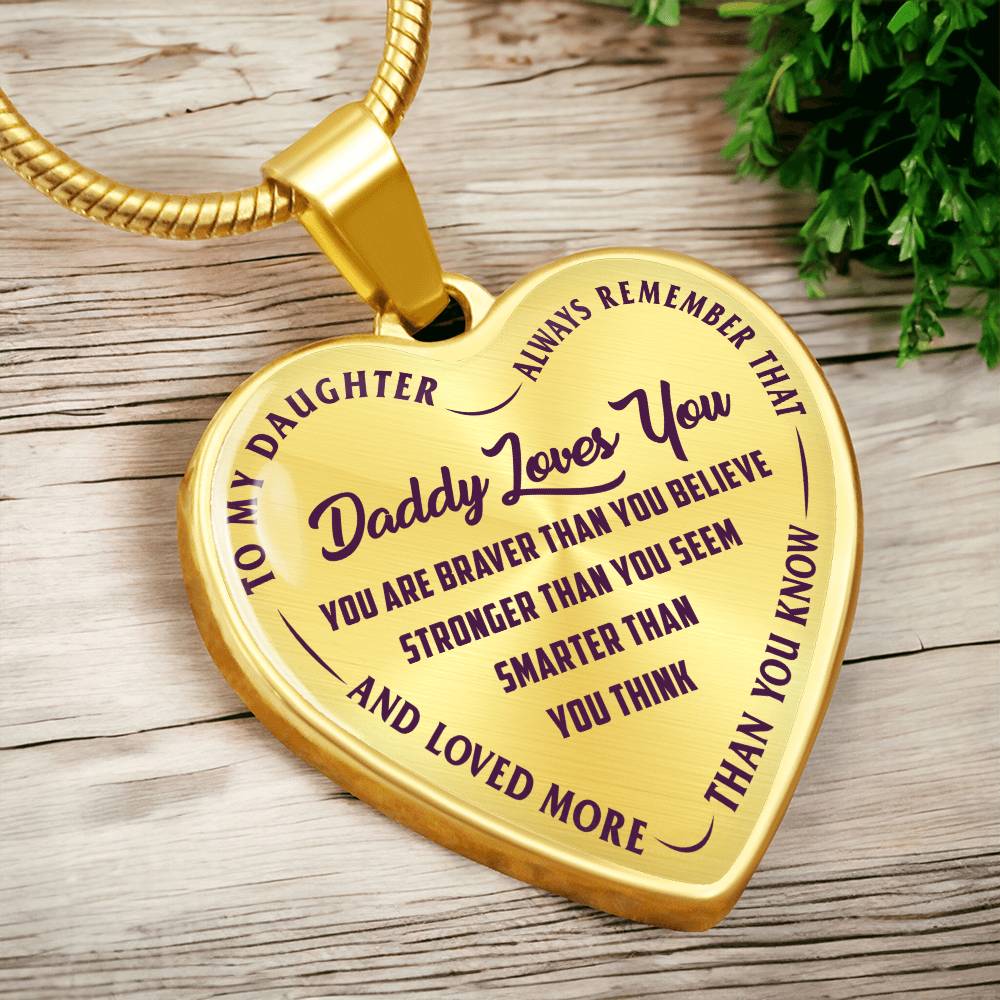 To My Daughter - Daddy Loves You Purple - Heart Necklace - PRICE INCLUDES FREE SHIPPING
