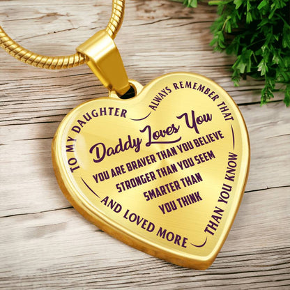 To My Daughter - Daddy Loves You Purple - Heart Necklace - PRICE INCLUDES FREE SHIPPING