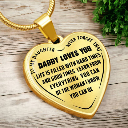 To My Daughter - Never Forget That Daddy Love you - Heart Necklace - PRICE INCLUDES FREE SHIPPING