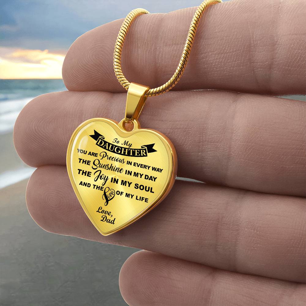 To My Daughter - You Are Precious - Heart Necklace - PRICE INCLUDES FREE SHIPPING