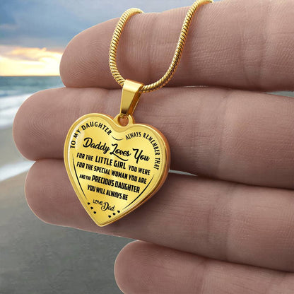 To My Daughter - Daddy Loves You  - Heart Necklace - PRICE INCLUDES FREE SHIPPING