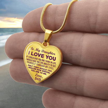 To My Daughter - I Love You Purple - Heart Necklace - PRICE INCLUDES FREE SHIPPING