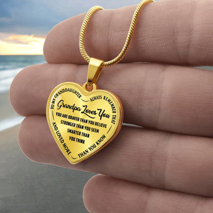 To My Granddaughter - Grandpa Loves You - Heart Necklace - PRICE INCLUDES FREE SHIPPING