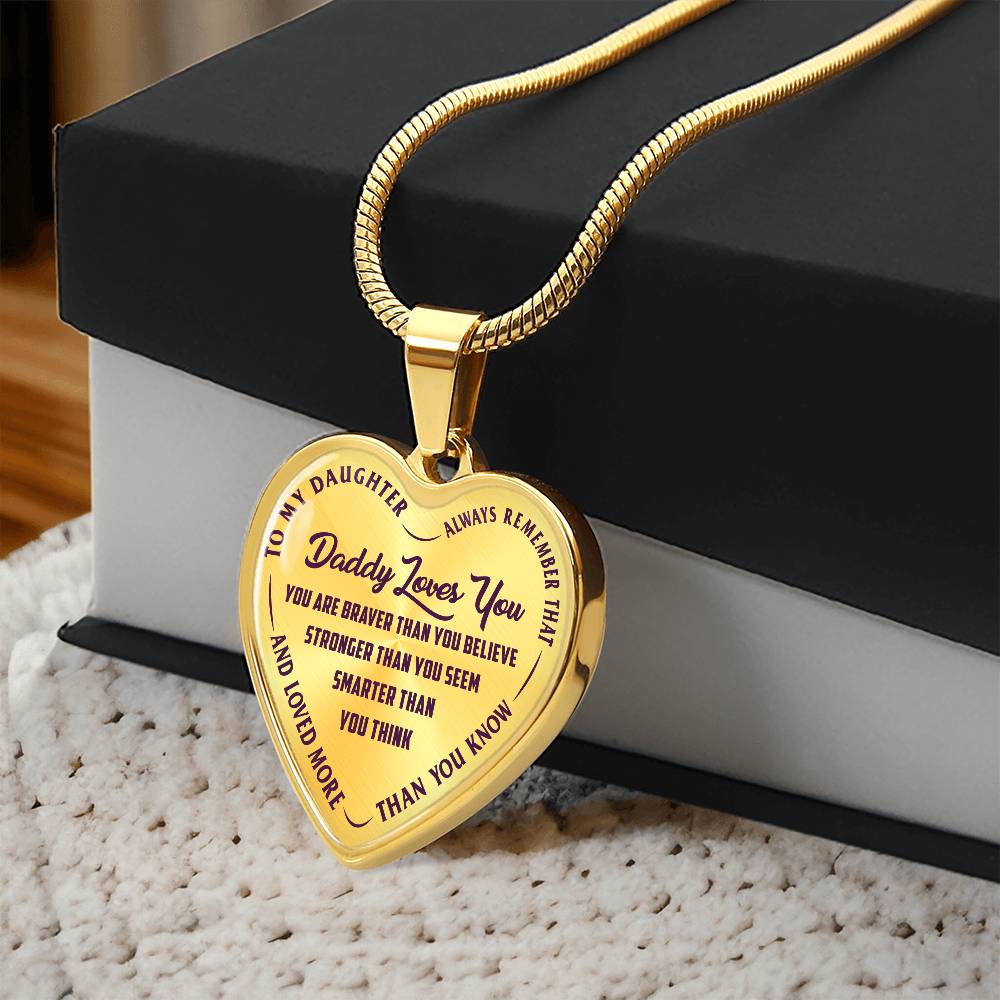To My Daughter - Daddy Loves You  - Heart Necklace - PRICE INCLUDES FREE SHIPPING