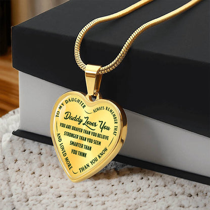 To My Daughter - Daddy Loves You Green - Heart Necklace - PRICE INCLUDES FREE SHIPPING