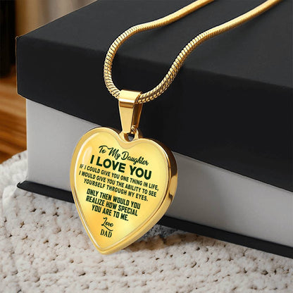 To My Daughter - I Love You Green - Heart Necklace - PRICE INCLUDES FREE SHIPPING