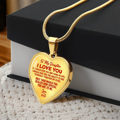 To My Daughter - I Love You Red- Heart Necklace - PRICE INCLUDES FREE SHIPPING