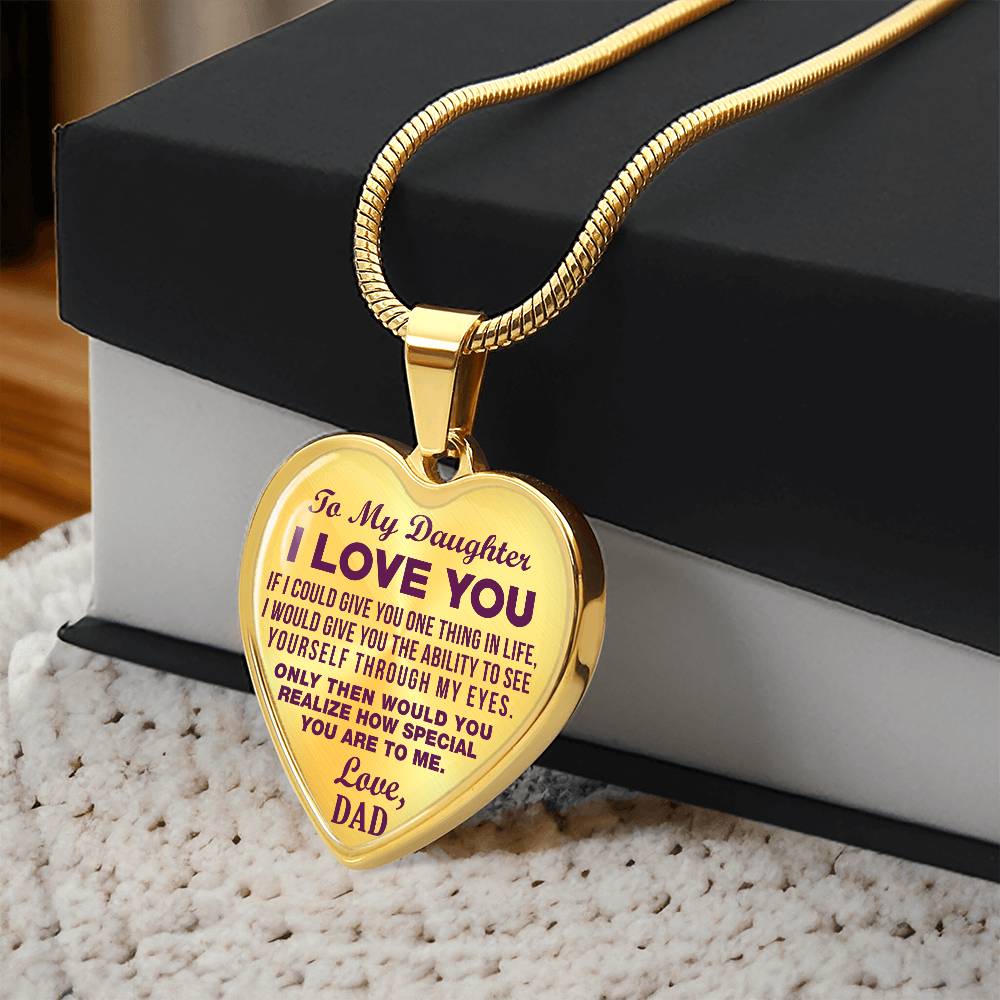 To My Daughter - I Love You Purple - Heart Necklace - PRICE INCLUDES FREE SHIPPING