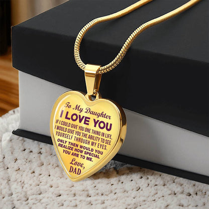 To My Daughter - I Love You Purple - Heart Necklace - PRICE INCLUDES FREE SHIPPING