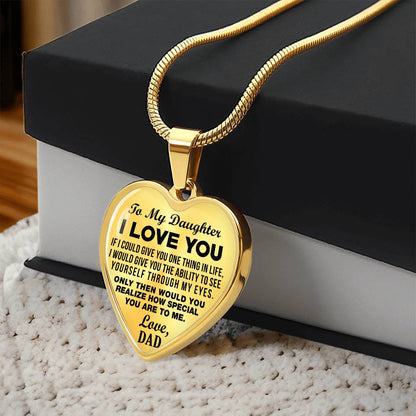 To My Daughter - I Love You - Heart Necklace - PRICE INCLUDES FREE SHIPPING