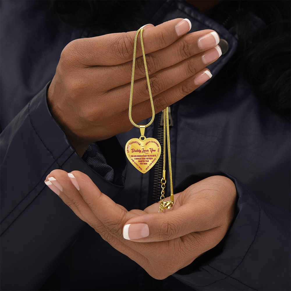 To My Daughter - Daddy Loves You Pink- Heart Necklace - PRICE INCLUDES FREE SHIPPING