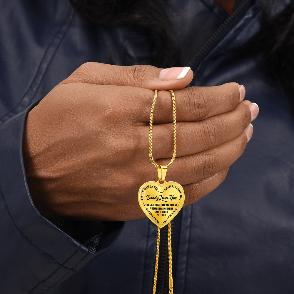 To My Daughter - Daddy Loves You - Heart Necklace - PRICE INCLUDES FREE SHIPPING