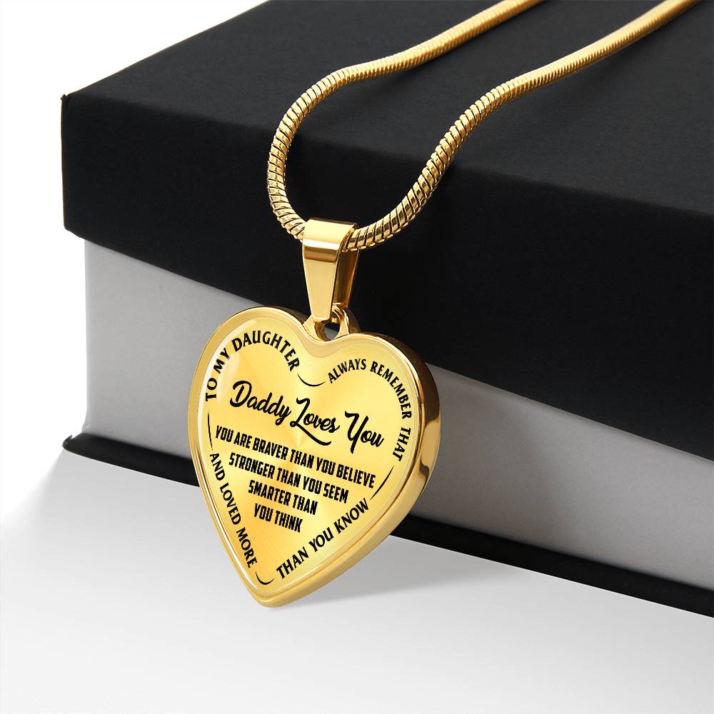 To My Daughter - Daddy Loves You - Heart Necklace - PRICE INCLUDES FREE SHIPPING
