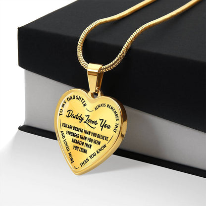 To My Daughter - Daddy Loves You - Heart Necklace - PRICE INCLUDES FREE SHIPPING