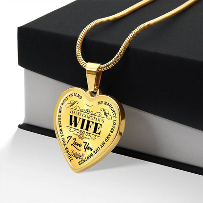 To My Gorgeous Wife - My Best Friend - Heart Necklace - PRICE INCLUDES FREE SHIPPING