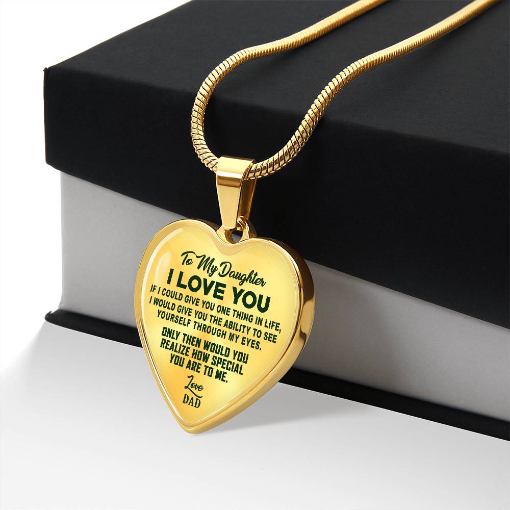 To My Daughter - I Love You Green - Heart Necklace - PRICE INCLUDES FREE SHIPPING