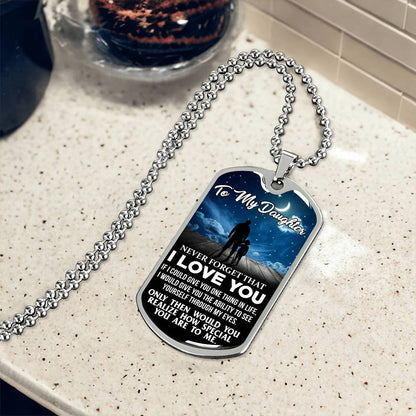 To My Daughter - Never Forget I Love You Stars - Dog Tag Necklace