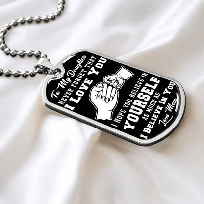 To My Son - Never Forget That I Love You - Fist Bump - Dog Tag Necklace