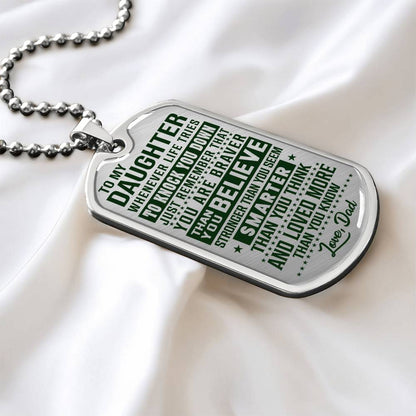 To My Daughter - You Are Braver - Dog Tag Necklace