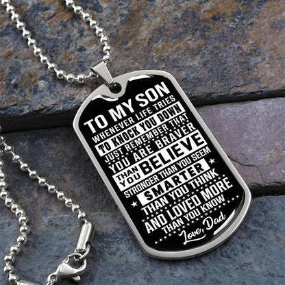 To My Son - You Are Braver - Dog Tag Necklace