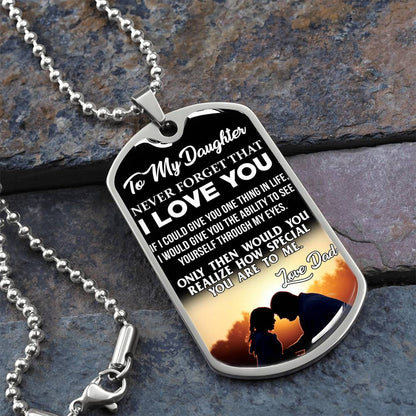 To My Daughter - Never Forget That I Love You - Sunset - Dog Tag Necklace