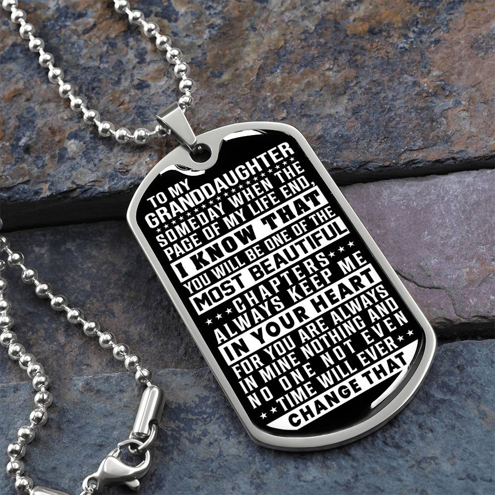 To My Granddaughter - Always Keep Me In Your Heart - Dog Tag Necklace