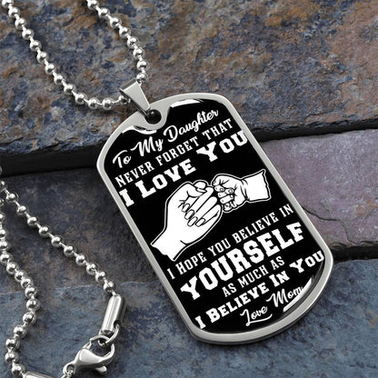 To My Son - Never Forget That I Love You - Fist Bump - Dog Tag Necklace