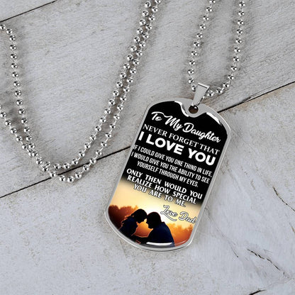 To My Daughter - Never Forget That I Love You - Sunset - Dog Tag Necklace