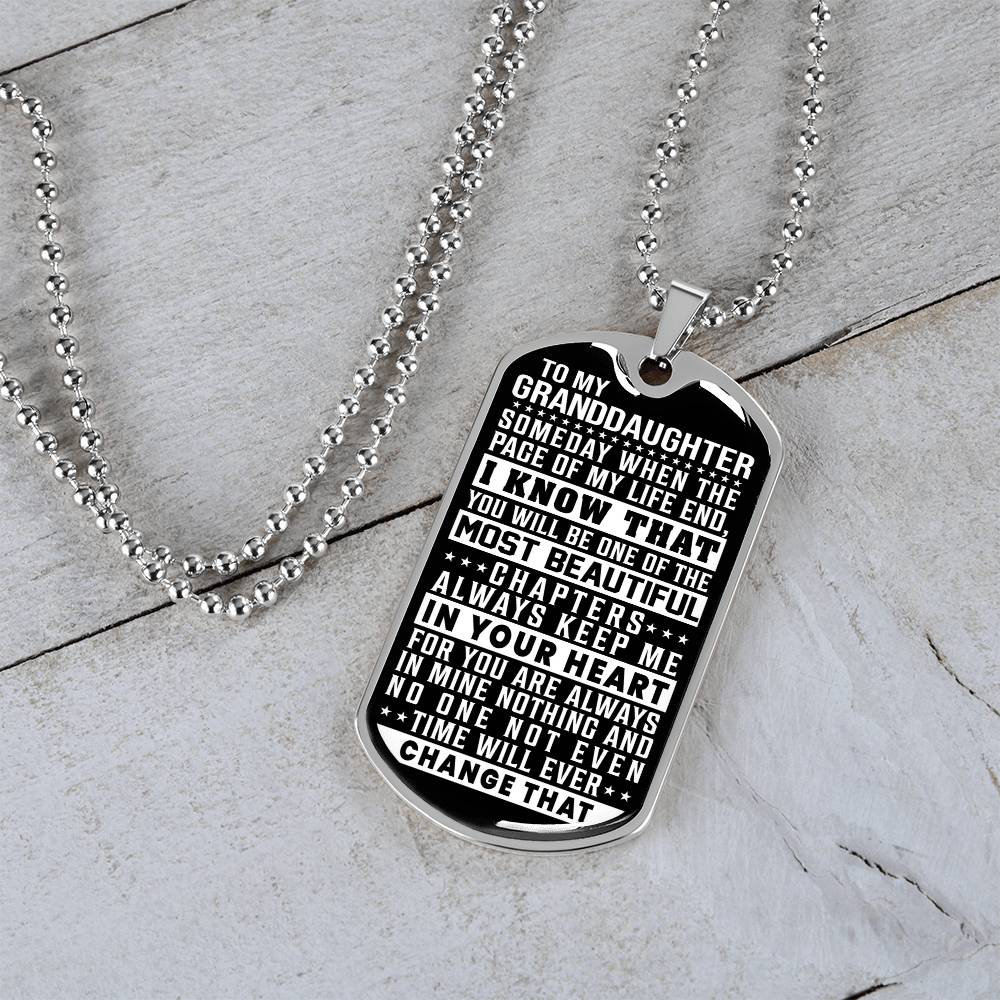 To My Granddaughter - Always Keep Me In Your Heart - Dog Tag Necklace