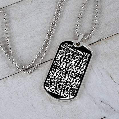 To My Granddaughter - Always Keep Me In Your Heart - Dog Tag Necklace