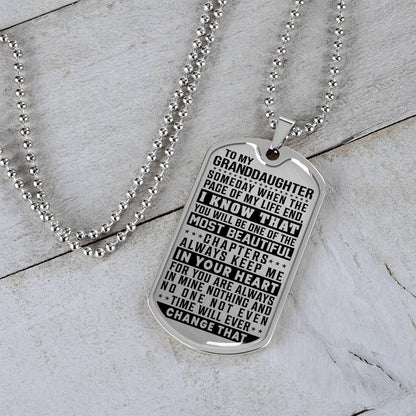 To My Granddaughter - Always Keep Me In Your Heart - Dog Tag Necklace