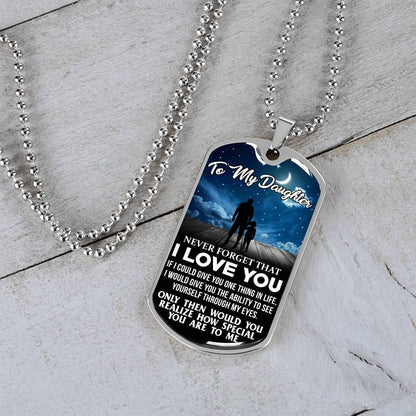 To My Daughter - Never Forget I Love You Stars - Dog Tag Necklace
